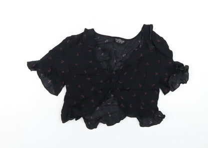 Womens UK Size 8 Topshop Black Cropped T-Shirt