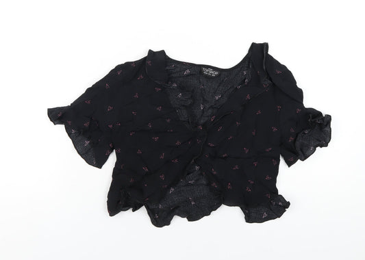 Womens UK Size 8 Topshop Black Cropped T-Shirt