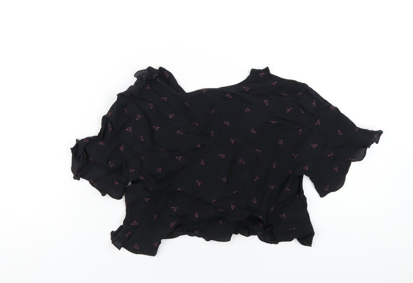 Womens UK Size 8 Topshop Black Cropped T-Shirt