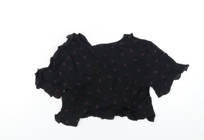 Womens UK Size 8 Topshop Black Cropped T-Shirt