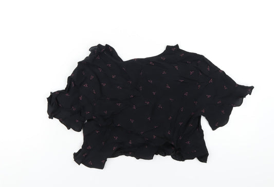 Womens UK Size 8 Topshop Black Cropped T-Shirt