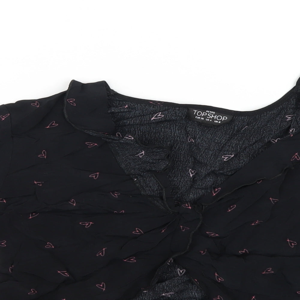 Womens UK Size 8 Topshop Black Cropped T-Shirt