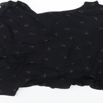 Womens UK Size 8 Topshop Black Cropped T-Shirt