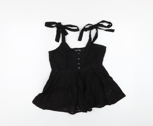 Womens UK Size 6 Missguided Black Camisole T-Shirt