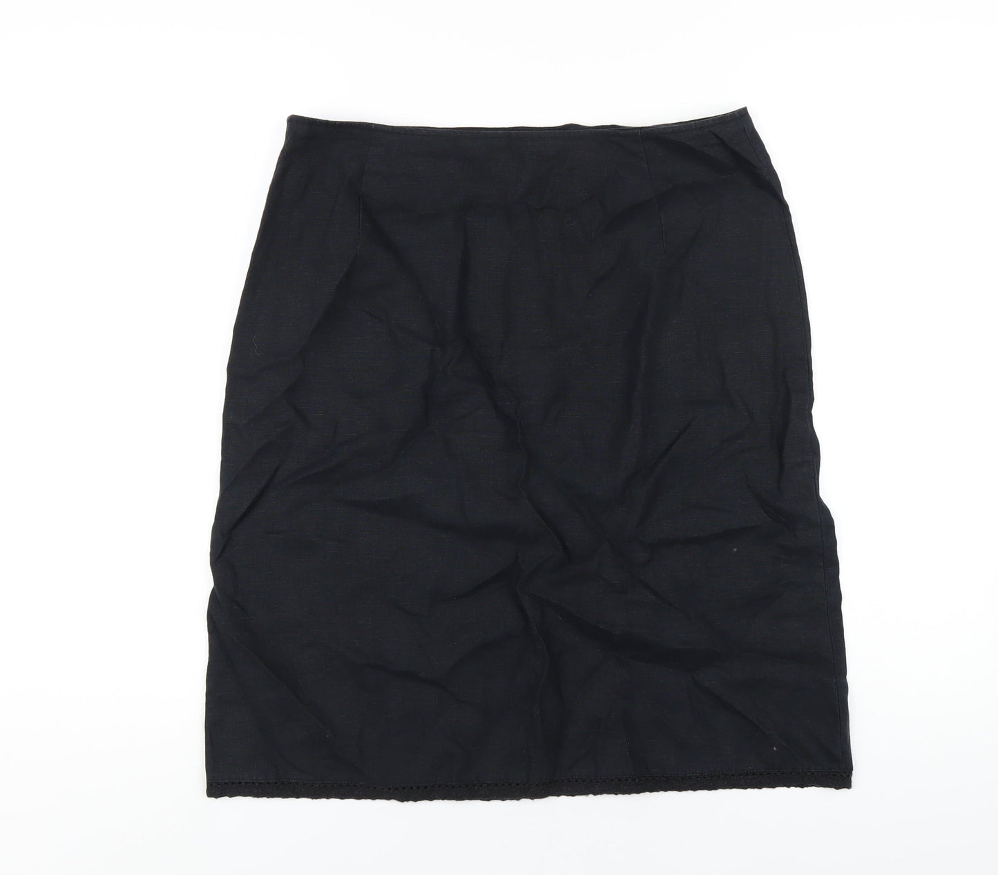 Olsen Womens Black Linen A-Line Skirt Size 14 Zip