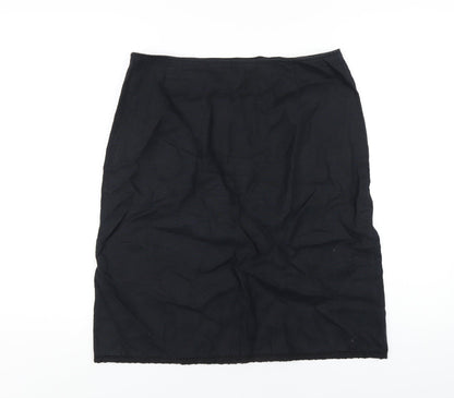 Olsen Womens Black Linen A-Line Skirt Size 14 Zip