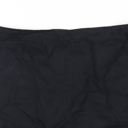 Olsen Womens Black Linen A-Line Skirt Size 14 Zip
