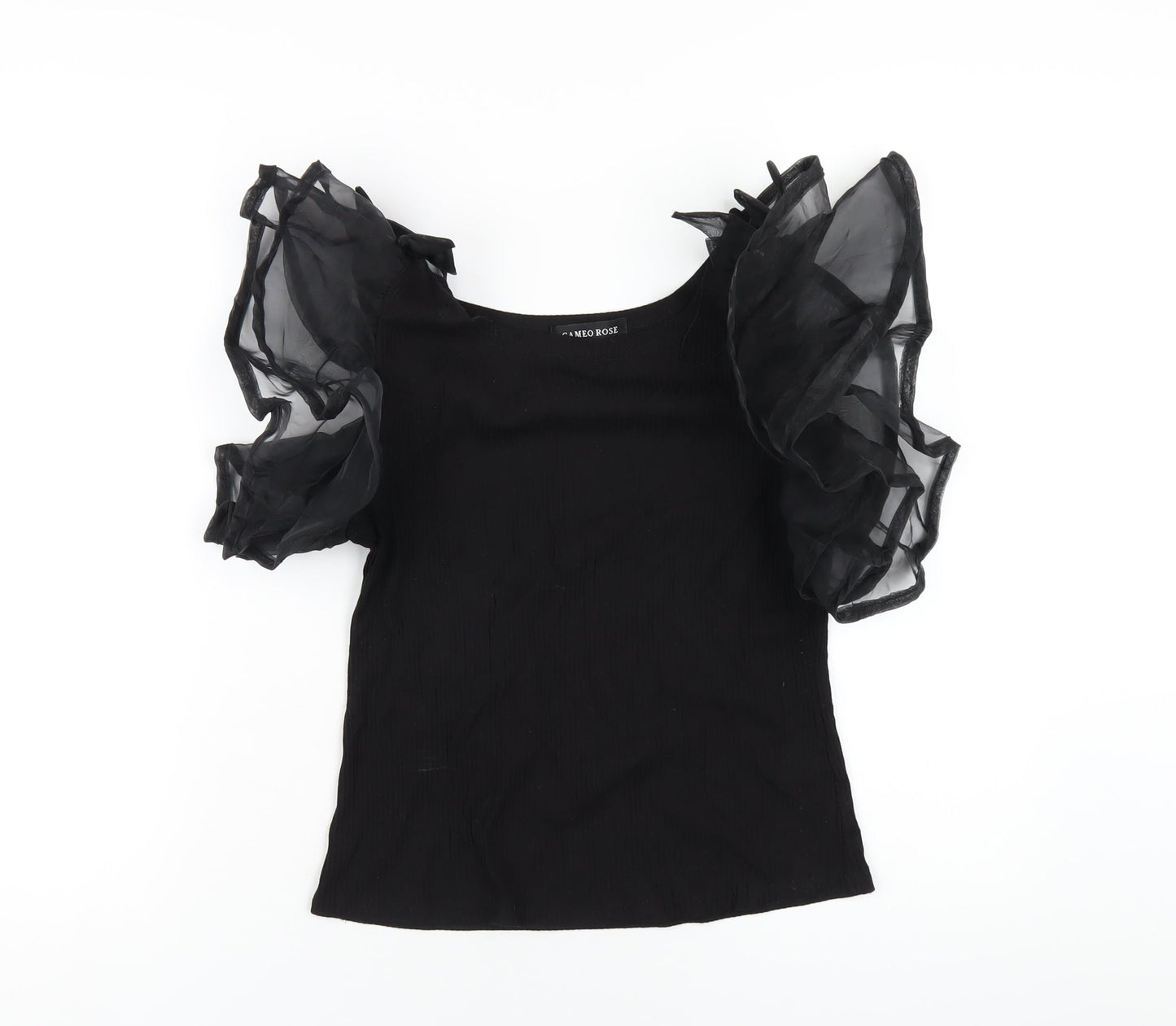 Womens UK Size M Cameo Rose Black Basic T-Shirt
