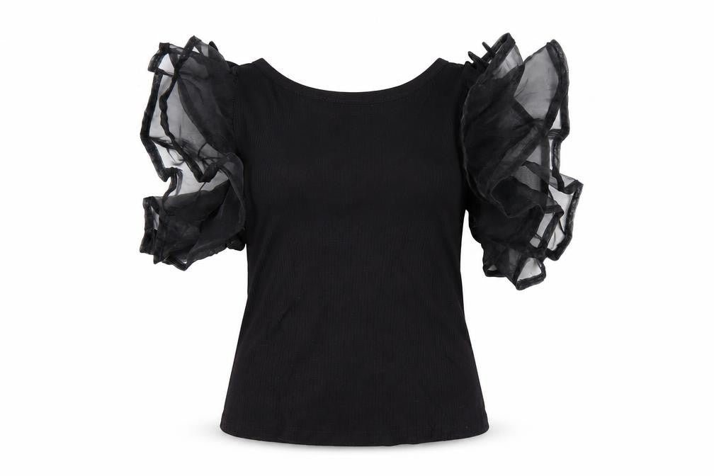 Womens UK Size M Cameo Rose Black Basic T-Shirt