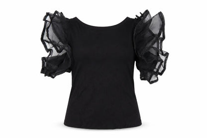 Womens UK Size M Cameo Rose Black Basic T-Shirt