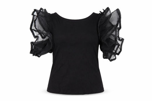 Womens UK Size M Cameo Rose Black Basic T-Shirt