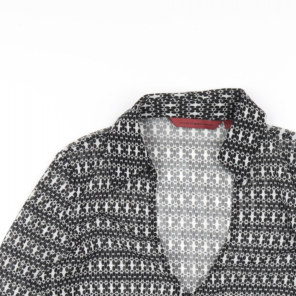 Womens UK Size 12 John Richmond Black Basic Button-Up