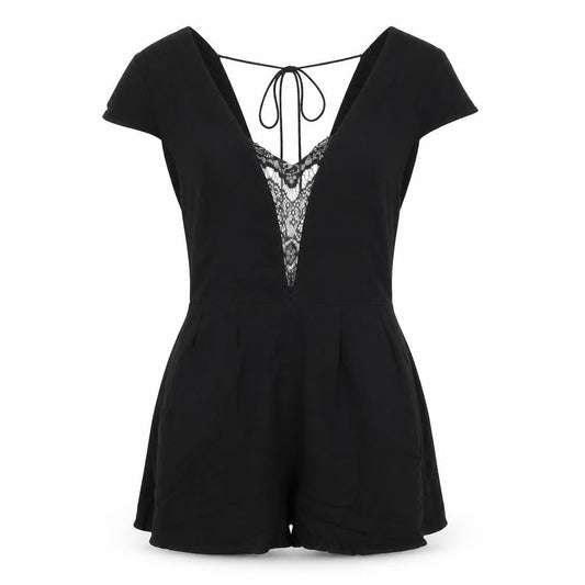 Keepsake Womens Black Vinyl Playsuit One-Piece Size S Zip