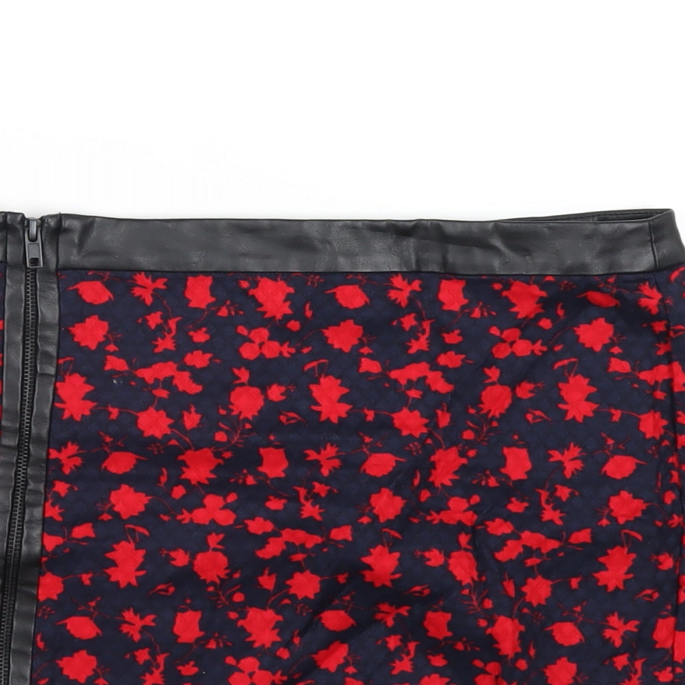 Mango Womens Blue Cotton Mini Skirt Size 8 Zip