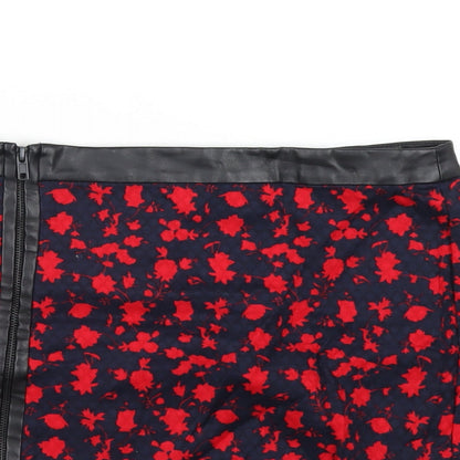 Mango Womens Blue Cotton Mini Skirt Size 8 Zip