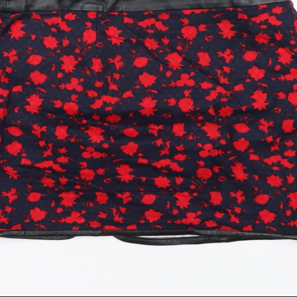 Mango Womens Blue Cotton Mini Skirt Size 8 Zip