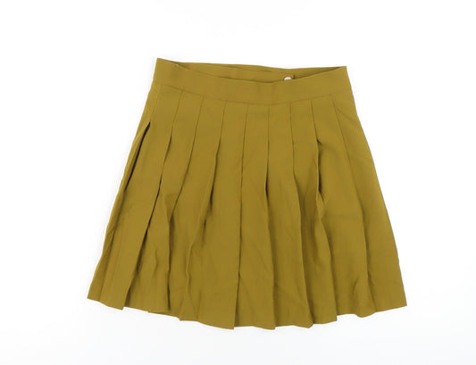 ASOS Womens Green Polyester Pleated Skirt Size 8 Button