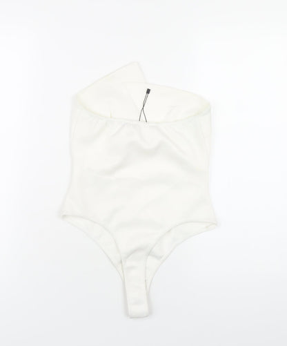 Boohoo Womens White Polyester Bodysuit One-Piece Size 10 Pullover
