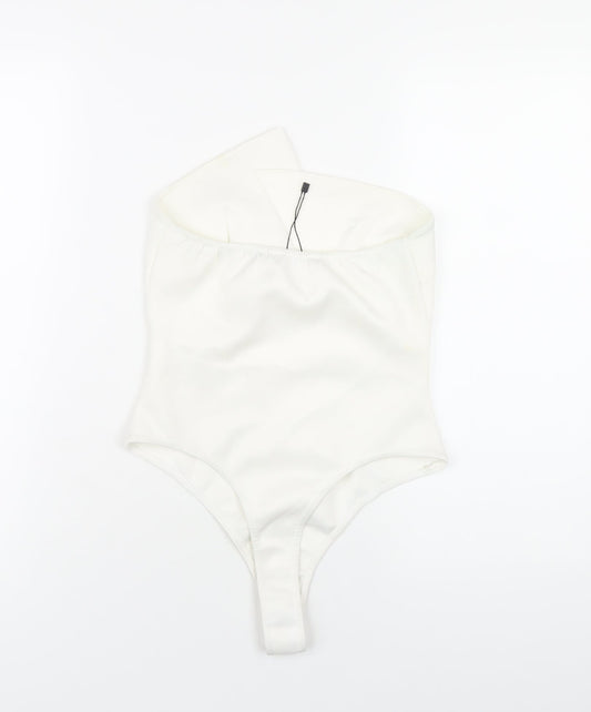 Boohoo Womens White Polyester Bodysuit One-Piece Size 10 Pullover