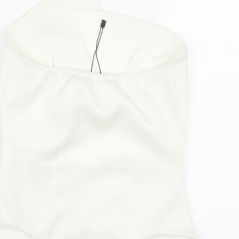 Boohoo Womens White Polyester Bodysuit One-Piece Size 10 Pullover
