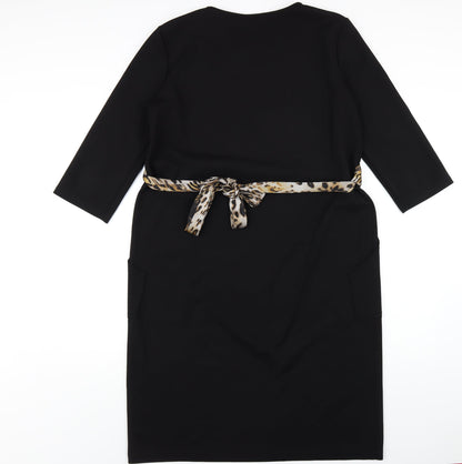 Zara Womens Black Polyester A-Line Size L Round Neck Pullover