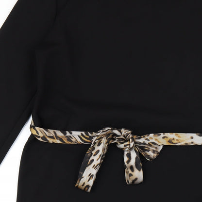 Zara Womens Black Polyester A-Line Size L Round Neck Pullover