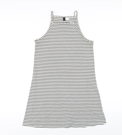 H&M Womens White Striped Polyester A-Line Size 12 Square Neck Pullover