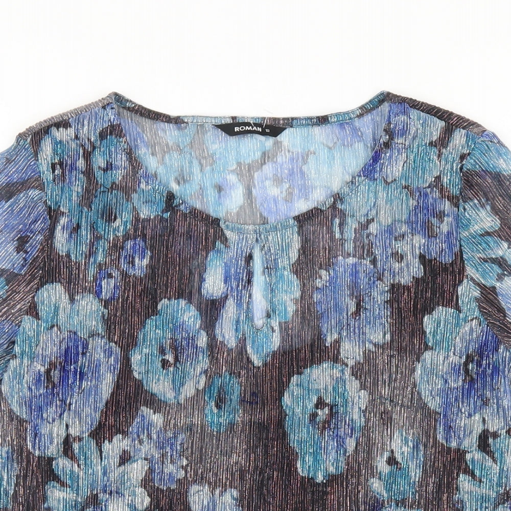 Womens UK Size 12 Roman Multicoloured Basic T-Shirt