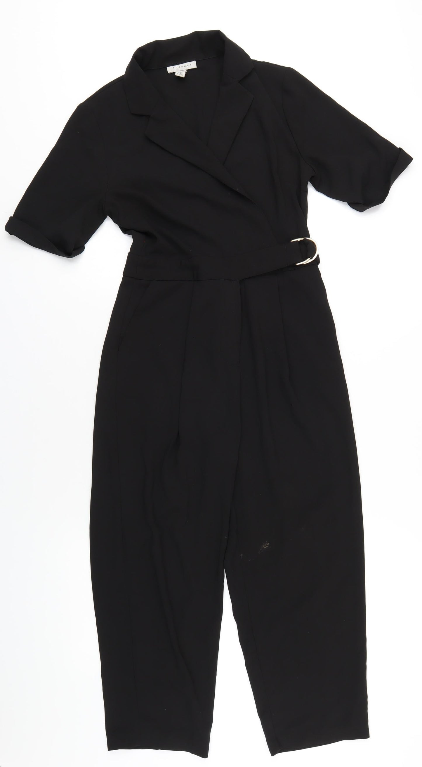 Topshop Womens Black Polyester Jumpsuit One-Piece Size 4 L21 in Zip