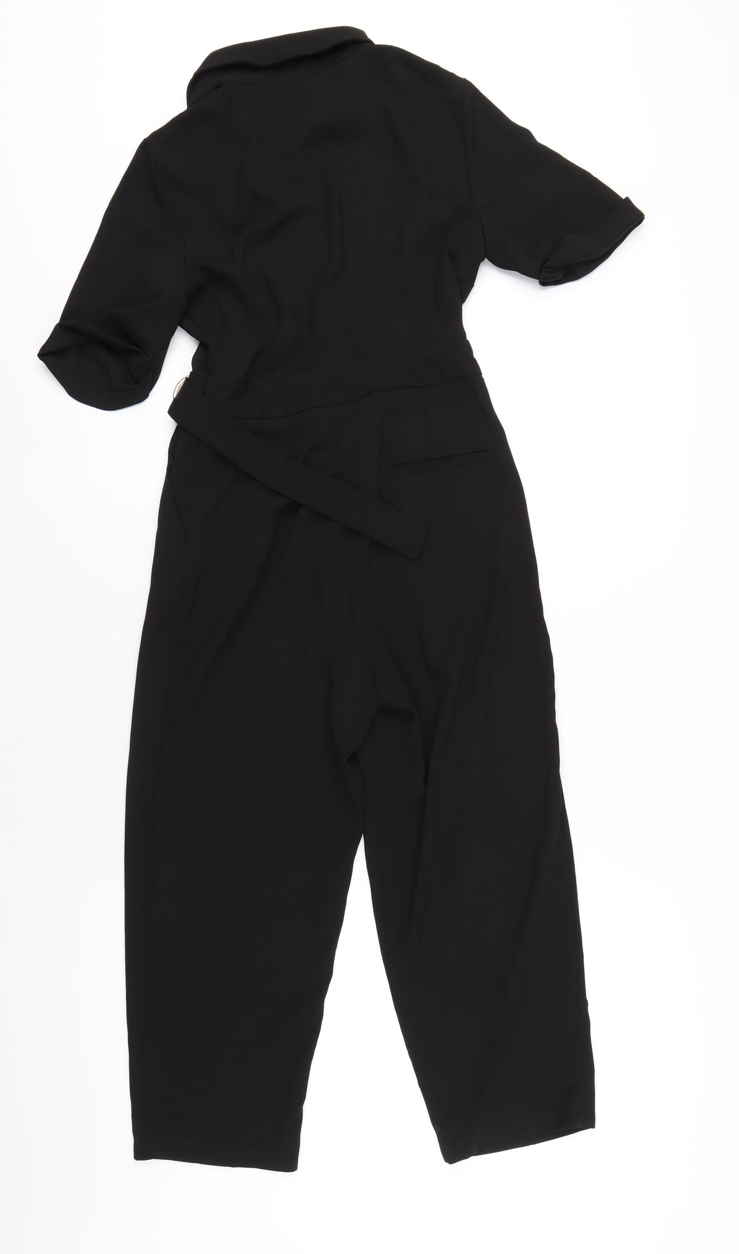 Topshop Womens Black Polyester Jumpsuit One-Piece Size 4 L21 in Zip