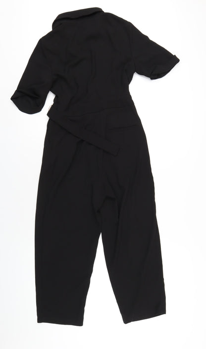 Topshop Womens Black Polyester Jumpsuit One-Piece Size 4 L21 in Zip