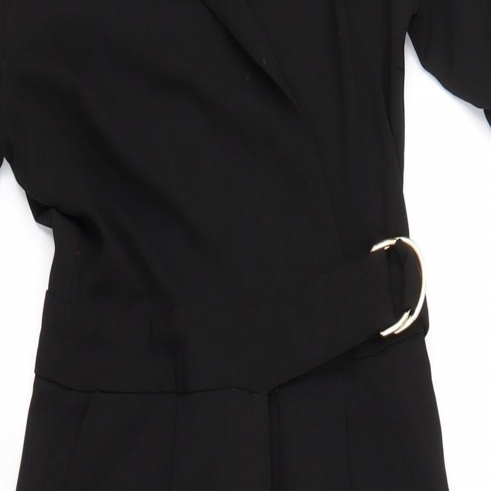 Topshop Womens Black Polyester Jumpsuit One-Piece Size 4 L21 in Zip