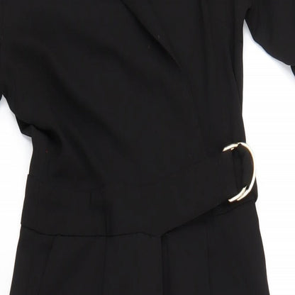 Topshop Womens Black Polyester Jumpsuit One-Piece Size 4 L21 in Zip