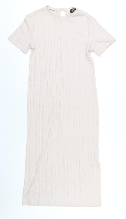 Topshop Womens Pink Polyester T-Shirt Dress Size 12 Round Neck Pullover