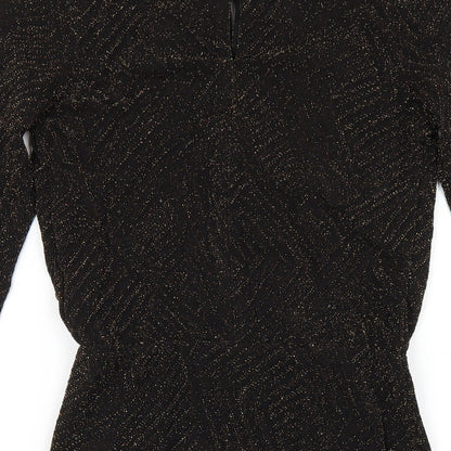 New Look Womens Black Polyester Bodycon Size 10 Round Neck Button