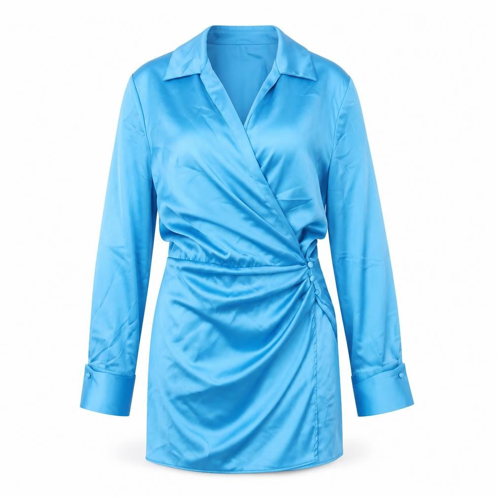 Zara Womens Blue Polyester A-Line Size M Collared Button