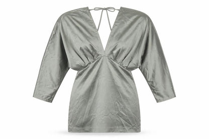Zara Womens Green Polyester Mini Size M V-Neck Zip