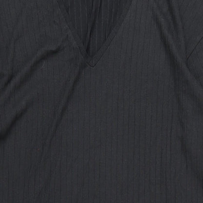 H&M Womens Black Polyester A-Line Size M V-Neck Pullover