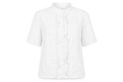 Miladys Womens White Polyester Basic Button-Up Size 12 Mock Neck