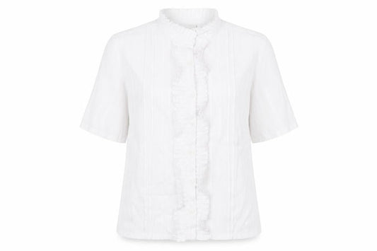 Miladys Womens White Polyester Basic Button-Up Size 12 Mock Neck