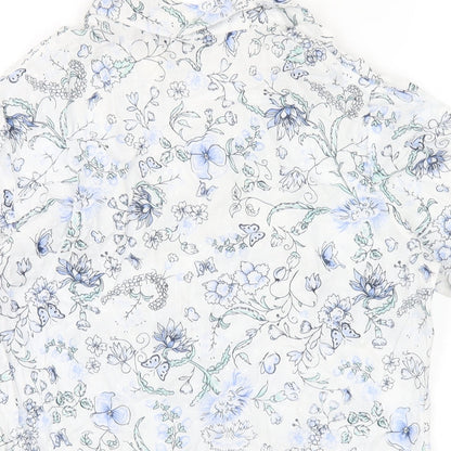 EWM Womens White Geometric Cotton Basic Button-Up Size 10 Collared