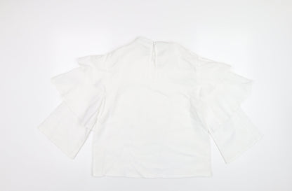 Boohoo Womens White Polyester Basic T-Shirt Size 10 Round Neck