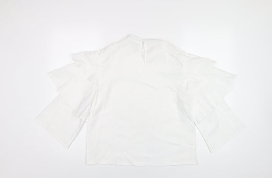 Boohoo Womens White Polyester Basic T-Shirt Size 10 Round Neck