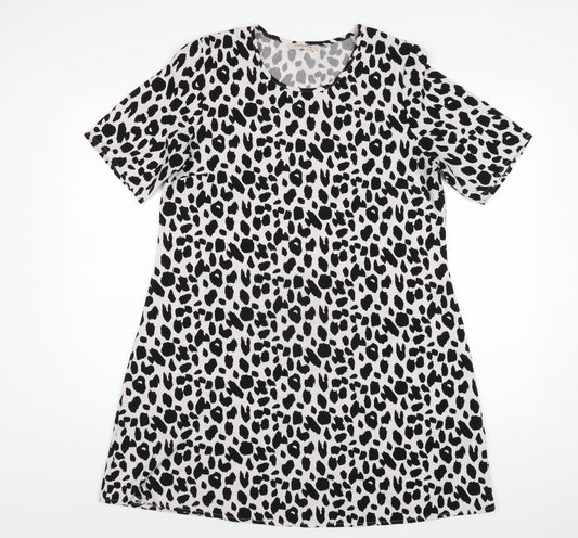 Glamorous Womens White Animal Print Polyester A-Line Size 12 Round Neck Pullover