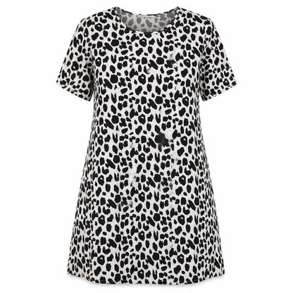 Glamorous Womens White Animal Print Polyester A-Line Size 12 Round Neck Pullover