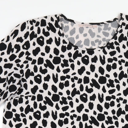 Glamorous Womens White Animal Print Polyester A-Line Size 12 Round Neck Pullover