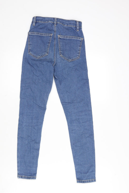 Topshop Womens Blue Cotton Straight Jeans Size 25 in L29 in Regular Zip