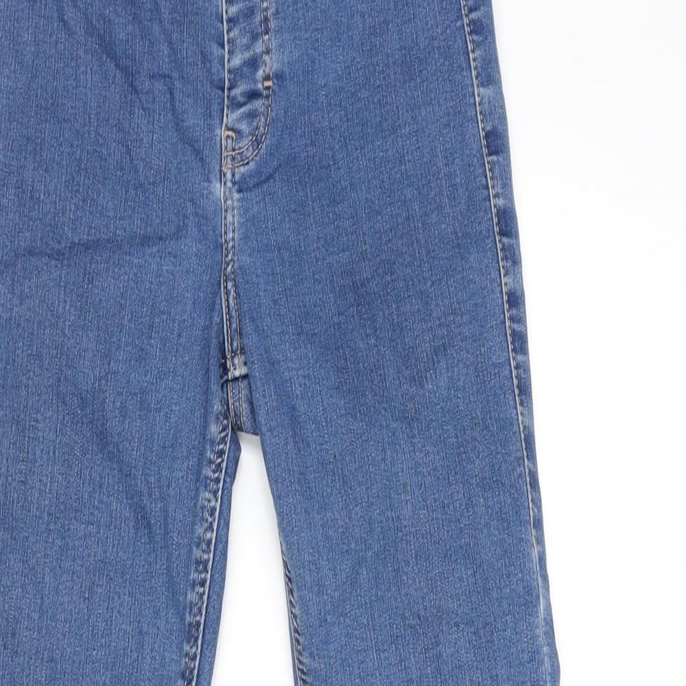 Topshop Womens Blue Cotton Straight Jeans Size 25 in L29 in Regular Zip