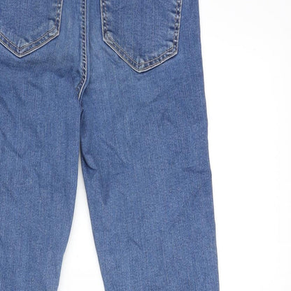 Topshop Womens Blue Cotton Straight Jeans Size 25 in L29 in Regular Zip