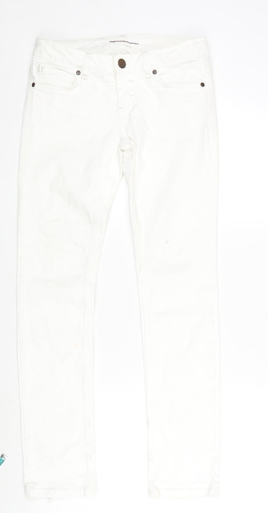 Topshop Womens Ivory Cotton Straight Jeans Size 28 in L32 in Regular Zip